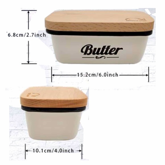 Enamelware Butter Dish, Lid, Spreaders New - Picture 3 of 4